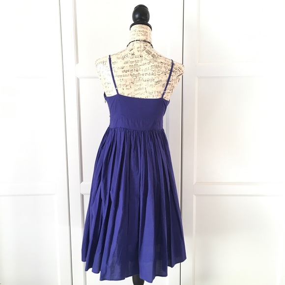 ANTHROPOLOGIE Maeve Royal Blue Empire V-Neck Dress - Picture 6 of 9